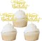 24PCS Happy Birthday Cupcake Toppers – Gold Glitter Picks, 2.6"x4.3" for Party Cakes